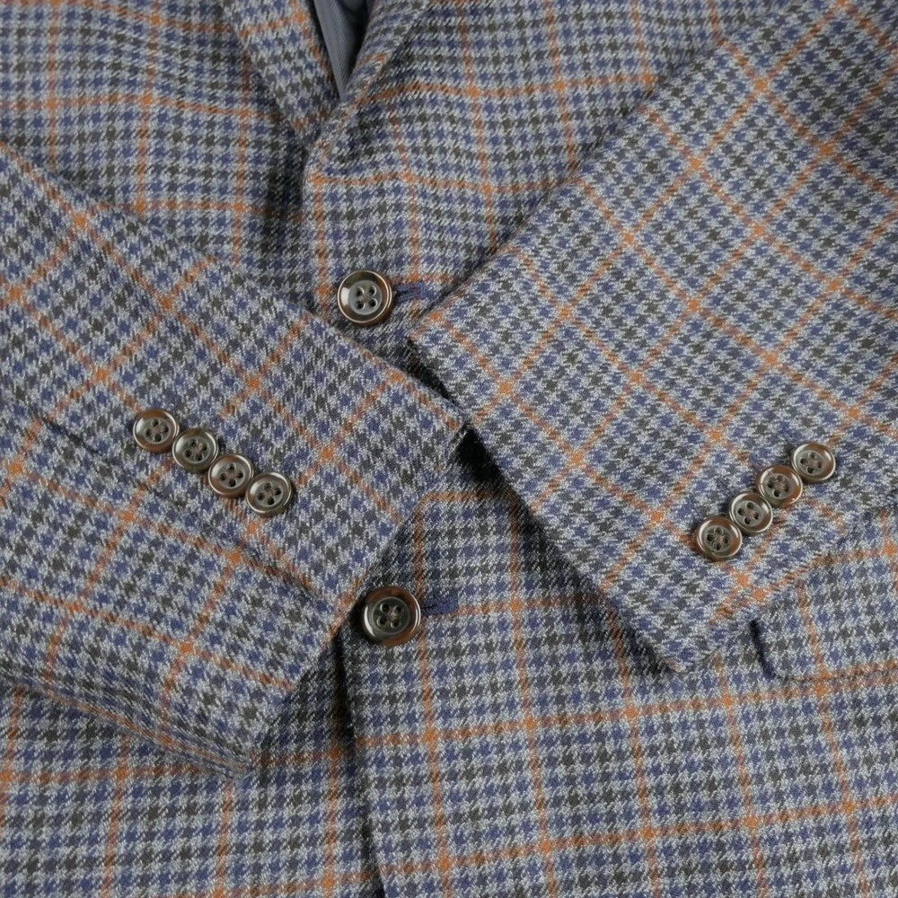 Stafford Sport Coat Men 44S Short Merino Wool Houndstooth Plaid Blazer Classic